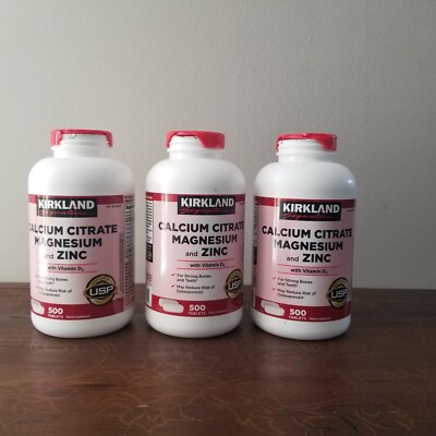 Kirkland Signature Calcium Citrate Magnesium Zinc, D3, 1500 Tablets (3 ~ Pack)