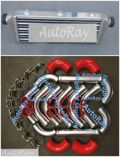 Delta Fin Alloy Intercooler 450 x 180 x 50mm core 2.2" /56mm + Red Piping Kits