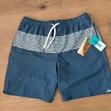 NWT Fair Harbor Swim Shorts Mastos-Anchor Trunk Lined Color  White Stripes  2XL