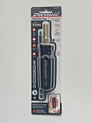 PICQUIC SIXPAC Plus Screwdriver Multi Bit w/ 7 Hex Power Bits - ''Black''