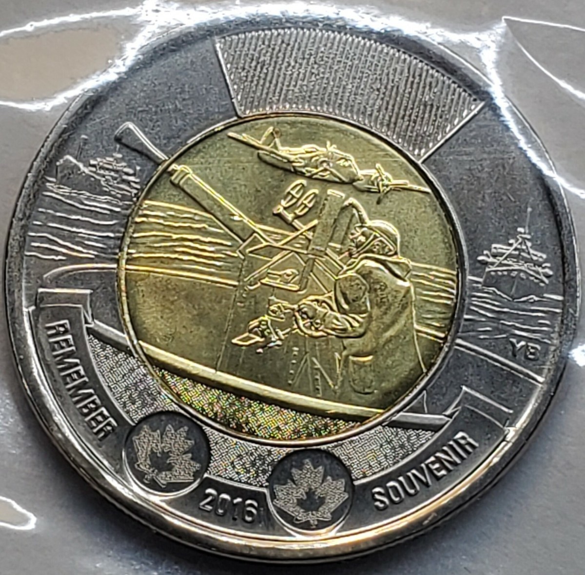 2016 CANADA 2 Dollar REMEMBER Toonie Coin in Plio Plastic Mint