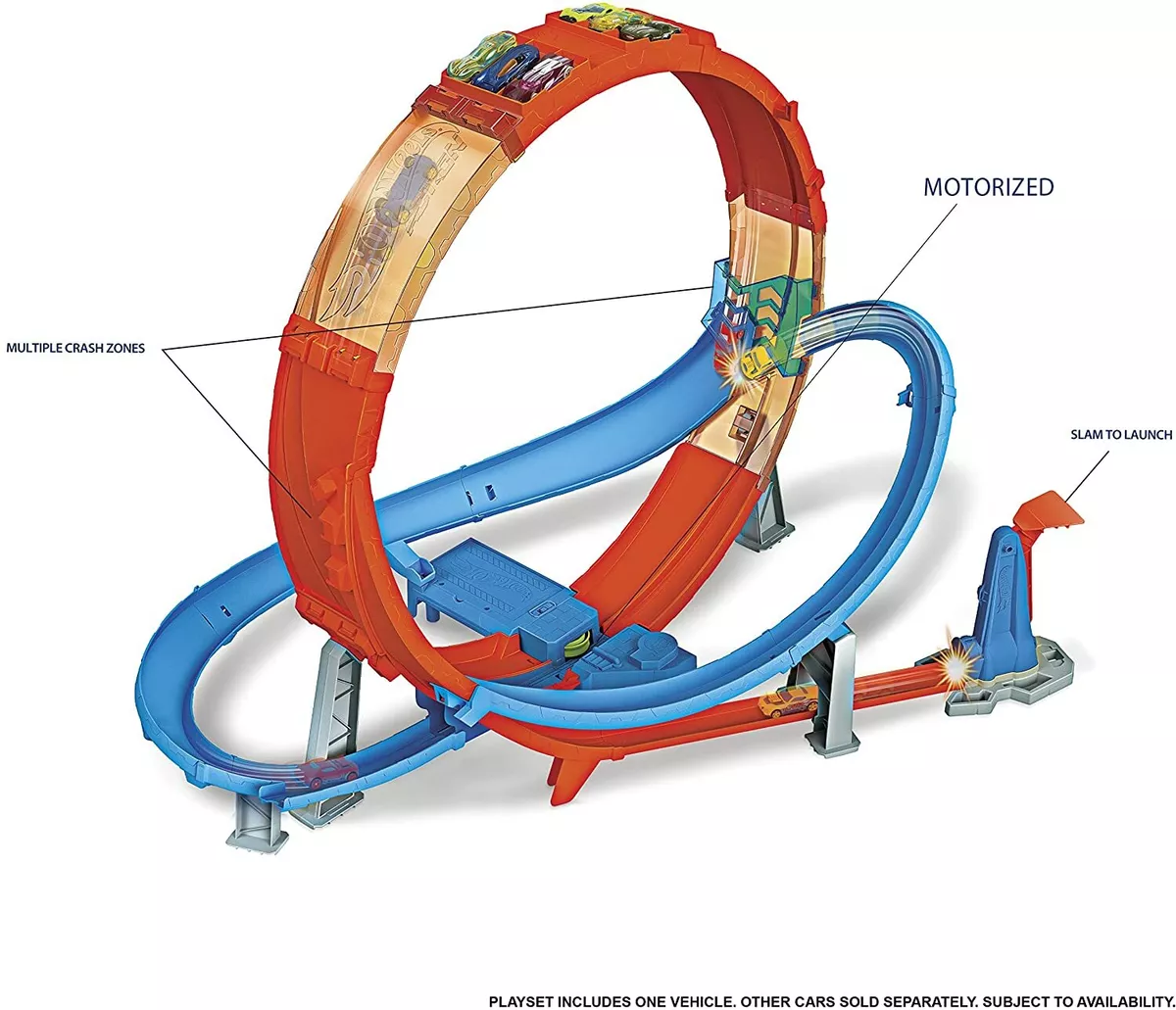 Hot Wheels Massive Loop Mayhem Race Track Vehicle Playset New