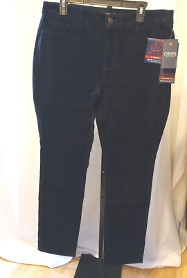 Chaps Womens Size 14 Corduroy Pants Fit Shape Sculpt Slimming Blue MSRP $60 NWT