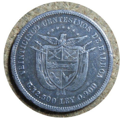 elf Panama 25 Centesimos 1904 (P) Silver Balboa Philadelphia Mint - Picture 2 of 2