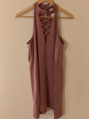 GLAMOROUS Dress Size S Dusty Rose Halter Mini. NWT