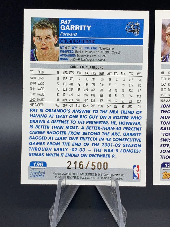 2003-04 Topps Basketball /500 - Pat Garrity, Jonathan Bender, Scott Padgett - Image 3 of 4