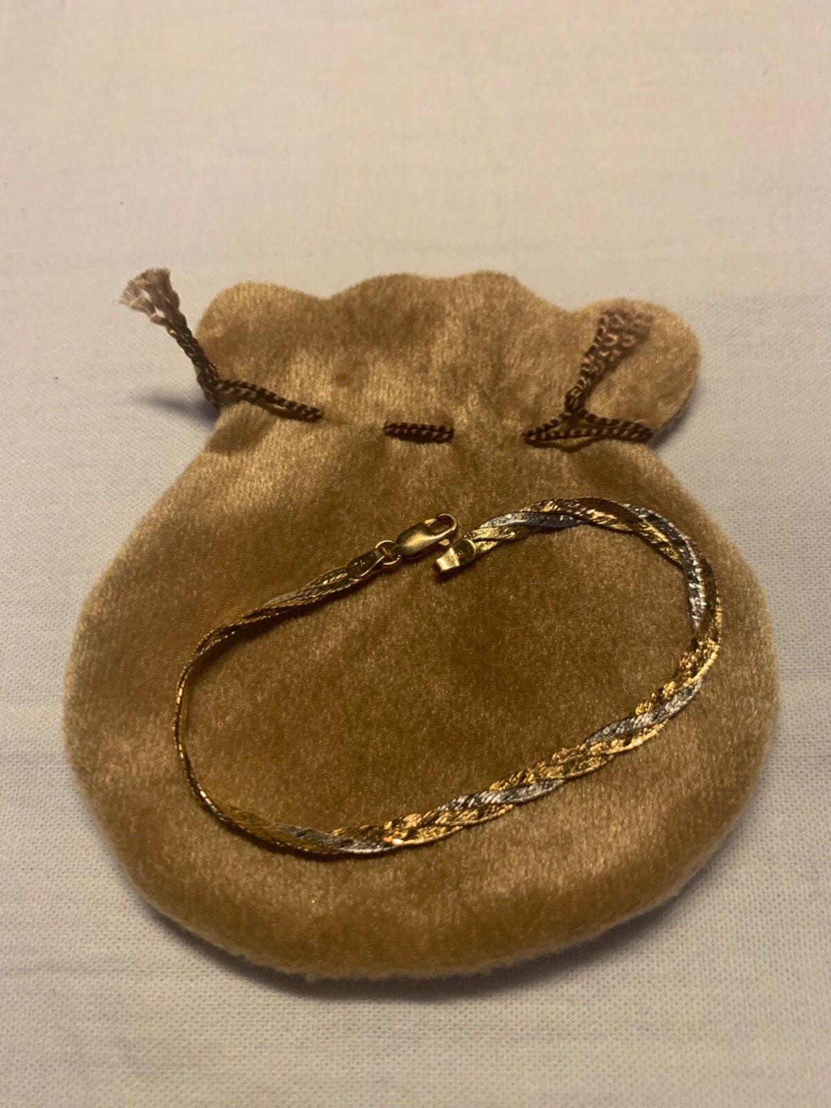 14k Tricolor Italian Gold Braided Herringbone Bracelet eBay