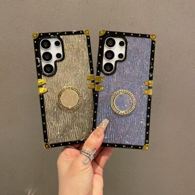 For Huawei Mate 60 P60 P70 Honor 90 70 200 300 Rectangle Bling Wave Phone Case