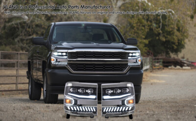 Projector Headlights For 2016-18 Chevy Silverado 1500 LED DRL Headlamp-Animation