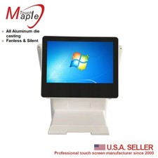 White 15" POS touch computer all in one with 10.1" second display