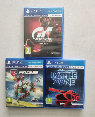 3 PS4 VR [PSVR] Bundle [Gran Turismo, Battlezone & RIGS]