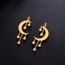 5pcs Crescent Moon Stars Stainless Steel Pendant for Earrings Necklace Women