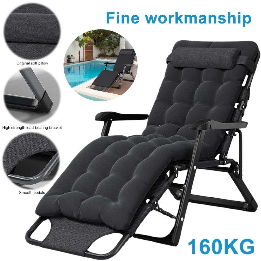 Portable 5-Position Folding Chaise Lounge Bed for Napping