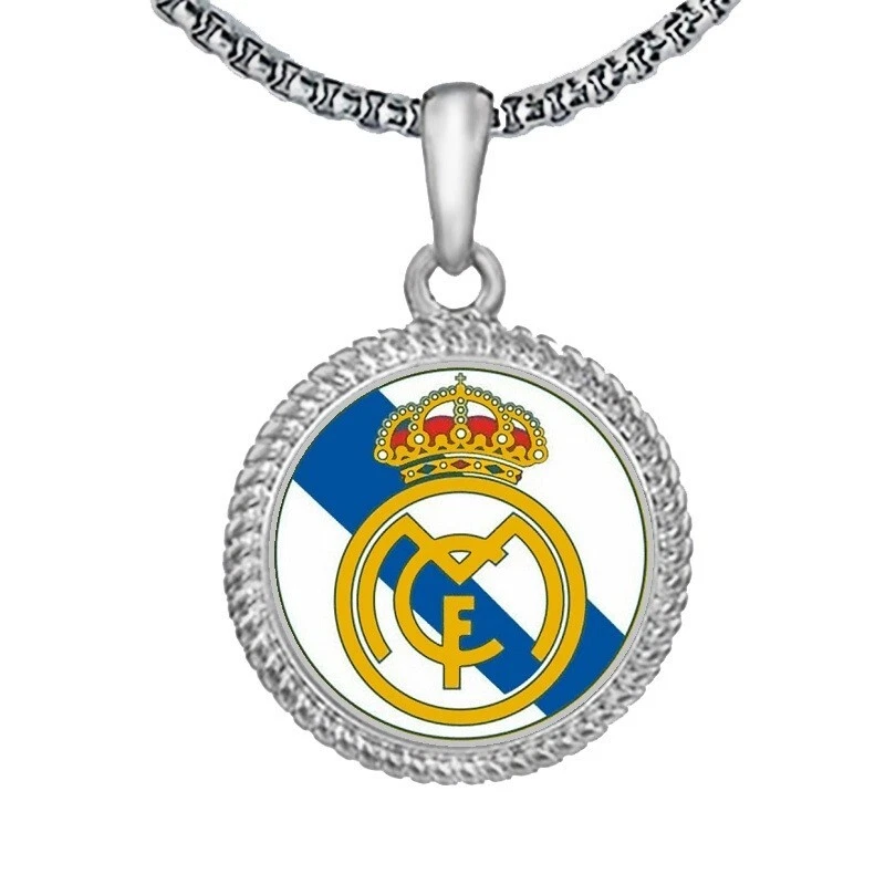 Juego de 2 brazaletes de cuero de fútbol del Real Madrid y collar colgante de 20" Foto 2 de 4