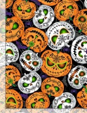 Halloween Fabric Wicked Pumpkins Bats Cotton Timeless Treasures CG8651 By Yard