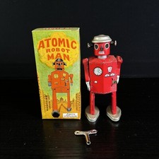 Vintage 1997 Schylling Atomic Robot Man  Orig Key Works W/ Box