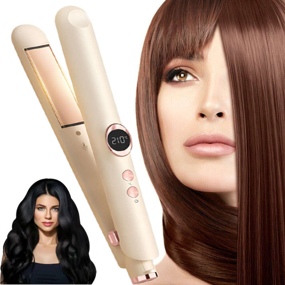 Mini Dual-Purpose Curling Iron 2 in 1 Travel Hair Straightener USB Curler Fast