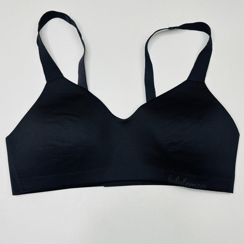 LuLulemon Sport Bra 32C Black Wireless Seamless Molded Adjustable Strap & Back