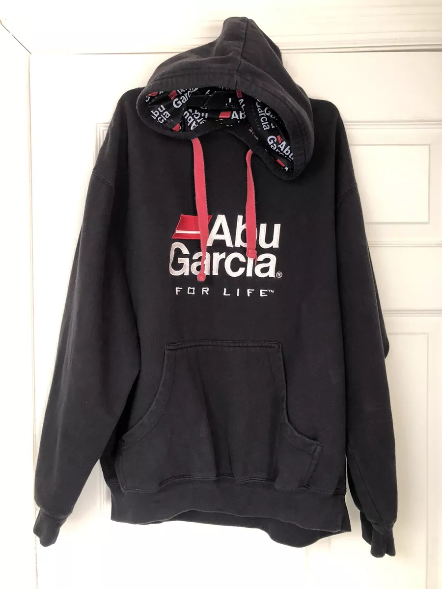 ABU GARCIA Fishing Men’s Black Pullover Hoodie Sweatshirt Size M/L