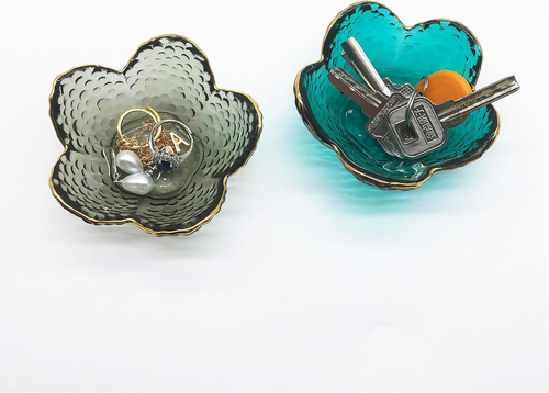 Aesthetic Flower Ring Dish - Glass Jewelry Tray for Rings & Earrings - Picture 7 of 13