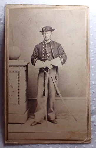 Original Civil War CDV Photo NAMED UNIFORMED SOLDIER WITH SWORD