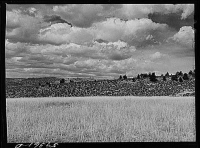 Photo:King Ranch Laramie Wyoming 1940s FSA Ranch Landscape Cloudy Sky