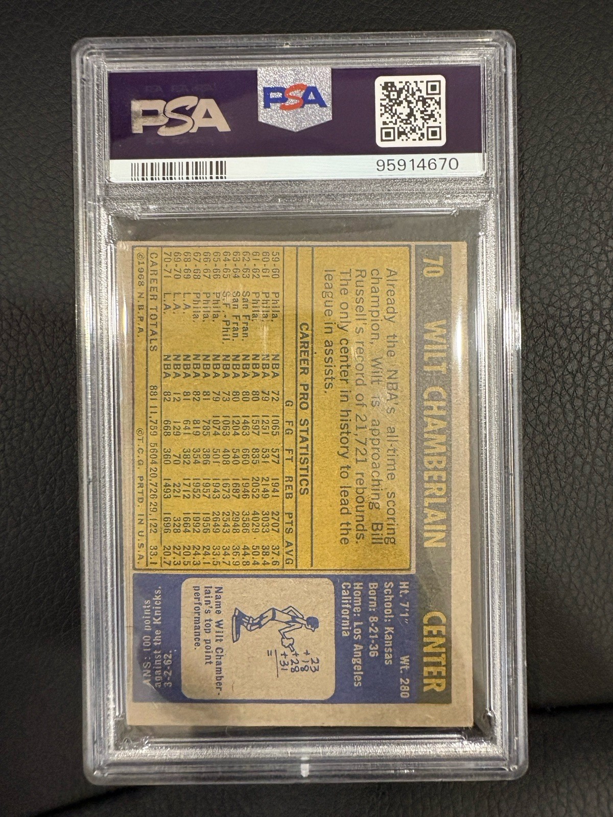 1971 Topps # 70 - Wilt Chamberlain [PSA 4] view 3