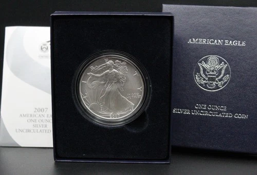2007-W AMERICAN EAGLE 1-OZ .999 SILVER UNCIRCULATED COIN BOX & COA