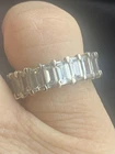 Vintage 925 Sterling Silver Baguette Cubic Zirconia Eternity Band Ring Size 5