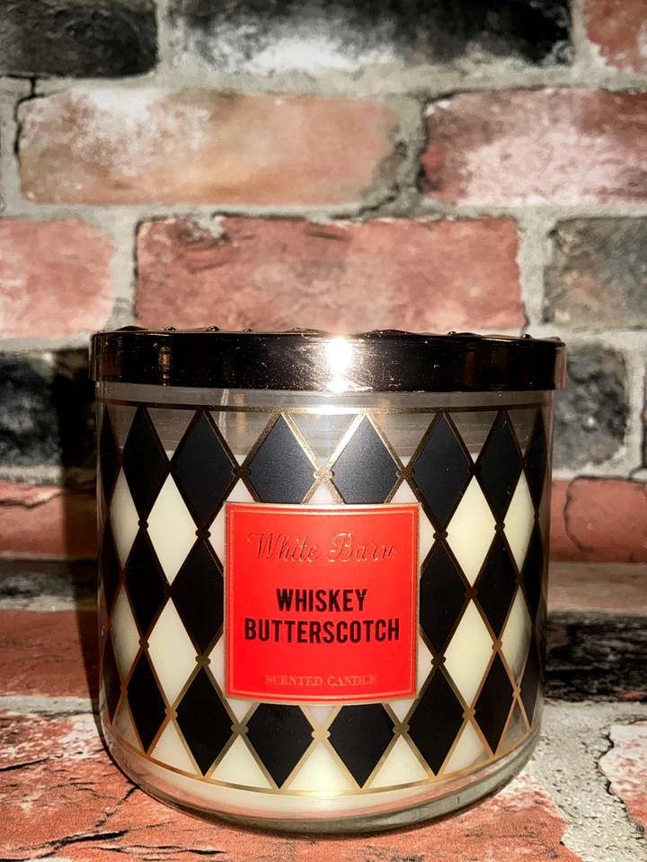 Bath & Body Works Whiskey Butterscotch 3-wick Scented Candle White Barn Rare - Image 2 of 4