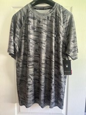 Spyder Rash Guard Shirt Mens Large Gray Camo UPF 30 Swim Surf Sun Quick Dry New