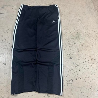Vintage y2k Adidas Climalite Baggy Wide Leg Black Striped Track Pants Size Large