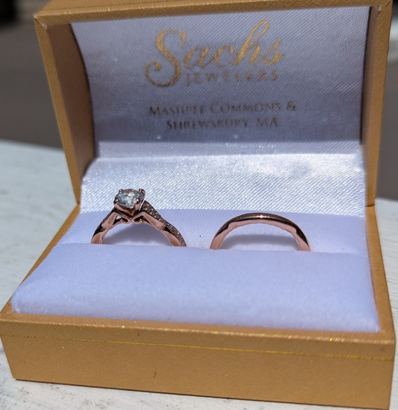 A Jaffe 14K Rose Gold Infinity Twist Natural Diamond Engagement Ring & Band