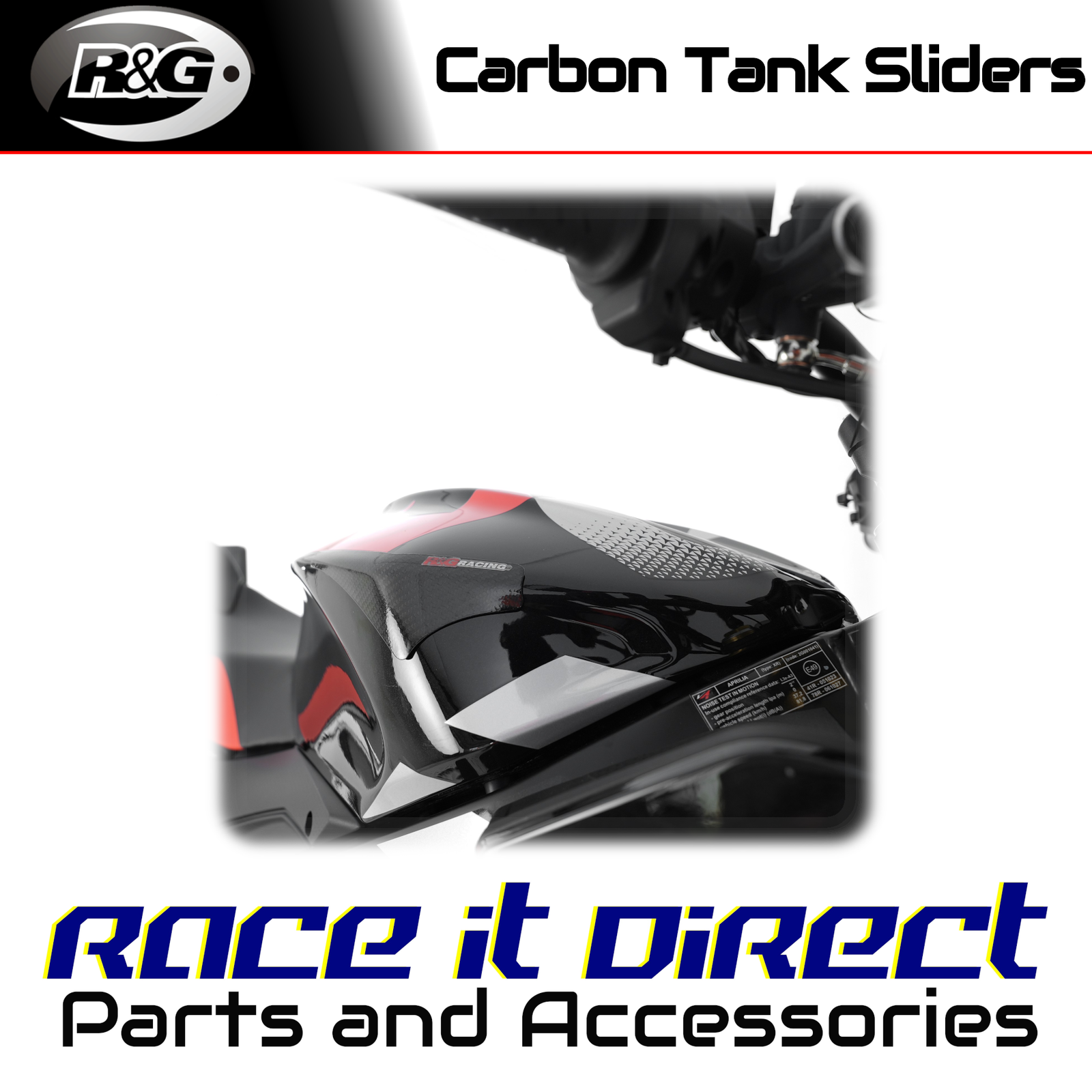 Carbon Fibre Tank Sliders for Aprilia Tuono V4 1100 Factory 2021-2023 R&G