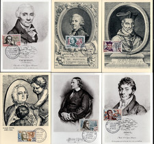 1370/5+ FDC  6 CARTES  1er JOUR   CELEBRITES  1963