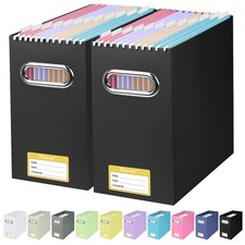 File Organizer Box, Cardboard File Folder Organizer with Handle for Letter Si...