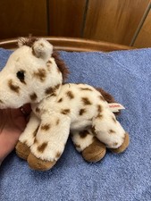Aurora Horse Pony Stuffed Animal Plush Tan Brown White Spot Head