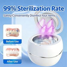 Ultrasonic Retainer Cleaner Invisalign UV-Dental Mouth Guard Pod Denture Aligner