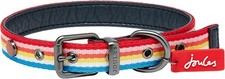 Rosewood x Joules Rainbow Stripe Dog Collar, Medium, with Adjustable Metal Buck
