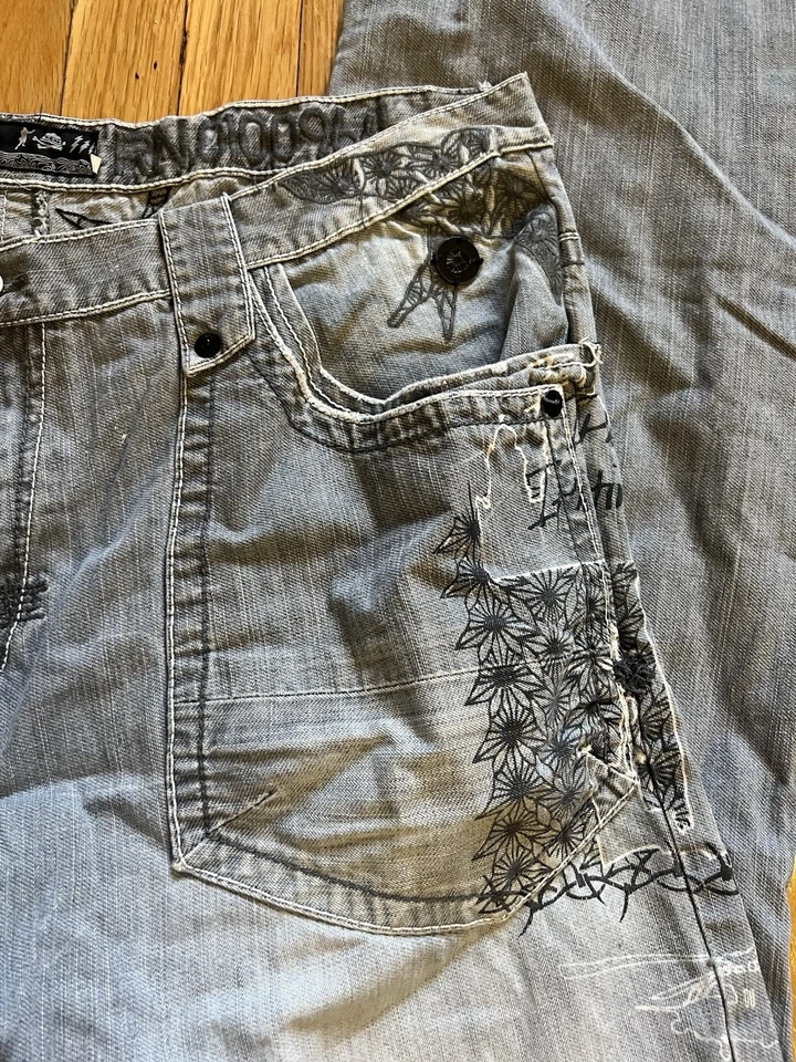 Akademiks Men's Embroidered Jeans 40 Baggy Vintage Hip Hop Y2K Streetwear - Image 2 of 4