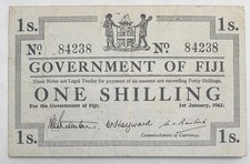 FIJI 1 Shilling (WWII - 01-01-1942) Circulated Fold