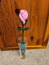 Light Pink Crochet Budding Rose vase not included 