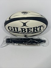 Gilbert Barbarians Official Replica Rugby Ball Size 5 Black & White With Pump
