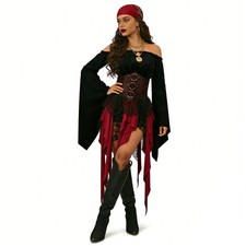 Women Medieval Pirate Shirt Halloween Cosplay Stage Party Costume