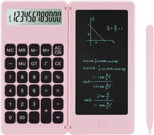 Desk Calculator, Desktop Small Calculator with Writing Notepad, Basic 4-Function