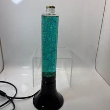 Vintage Glitter LAVA LAMP Rare Cylinder EH-998 Swirling Teal Blue 15" Art Deco