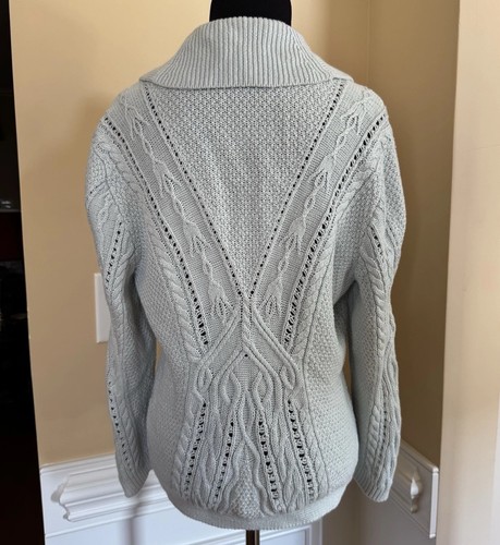 Maglione donna Lauren Ralph Lauren grande grigio cardigan lino maglia cavo $149 - Foto 5 di 20