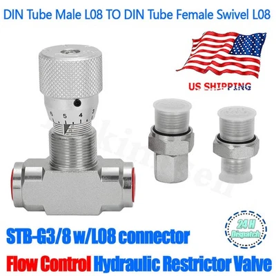 BUKIMISEH For Mini Excavator Hydraulic Flow Control Valve STB-G3/8 with L08 Connector US