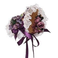 Girls Women Victorian Tea Party Sun Hat Bows Flowers Straw Hats Q 