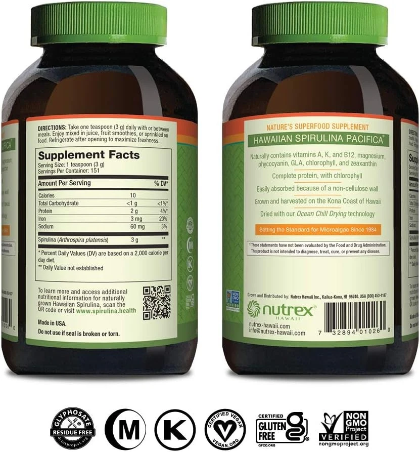 Pure Hawaiian Spirulina 16 Ounce Vegan Herbal Supplement for Immune Health - Image 2 of 4